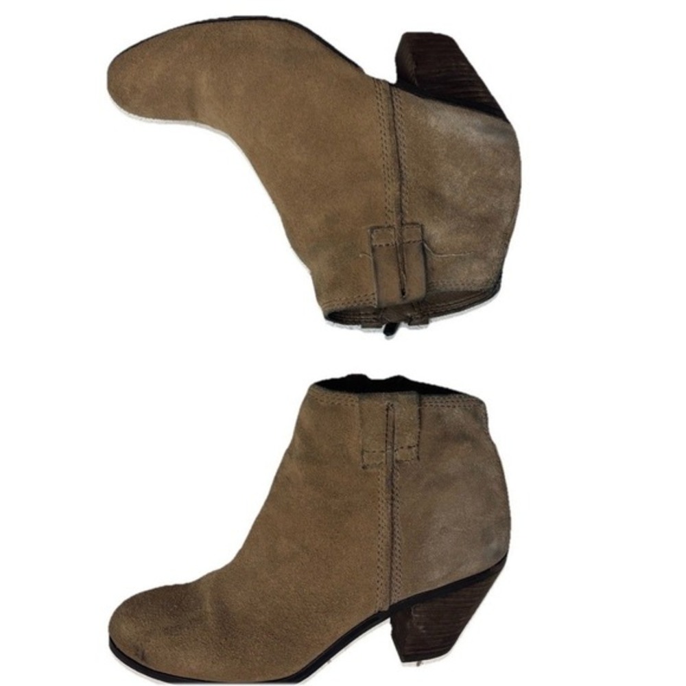 Sam Edelman Loredo Ankle Boot Beige Suede Block Heel Cowgirl Festival Size 7.5